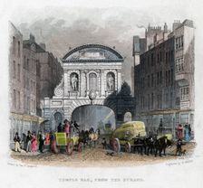 Temple Bar, from the Strand London, 1829.Artist: W Wallis