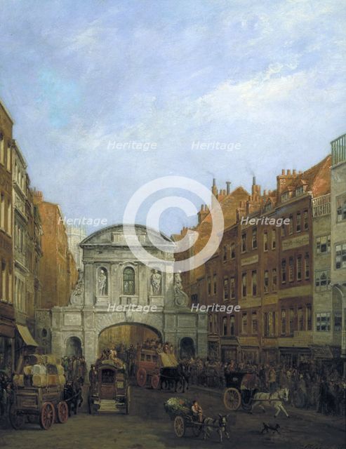 'Temple Bar from the Strand', London, 1873. Artist: William Henry Haines