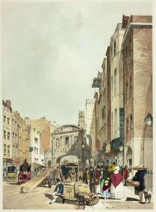 Temple Bar from The Strand, plate 22 from Original Views of London as It Is, 1842. Creator: Thomas Shotter Boys