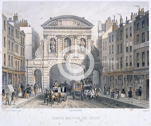 Temple Bar, London, 1854. Artist: Deroy