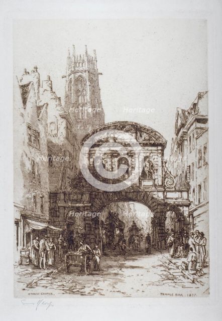 Temple Bar, London, 1877. Artist: Ernest George