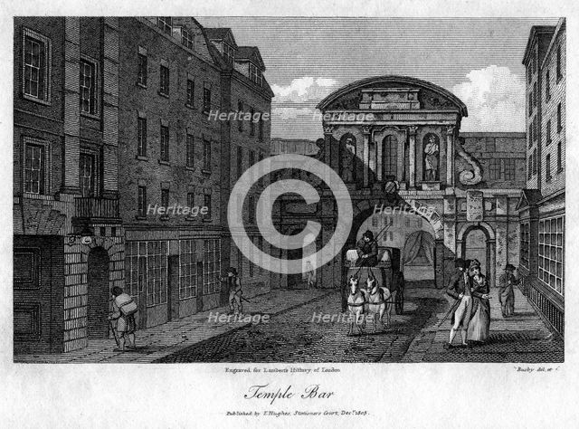 Temple Bar, London, 1805.Artist: Busby