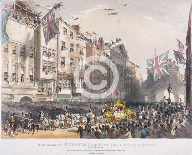 Temple Bar, London, 1837. Artist: Charles Joseph Hullmandel