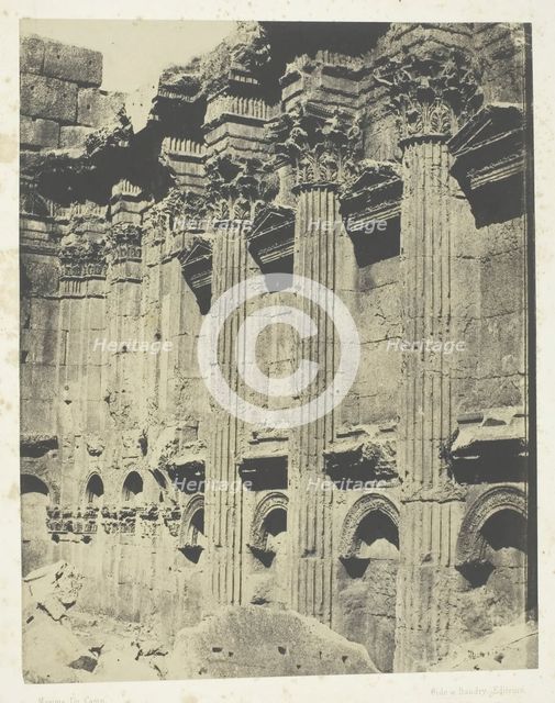 Temple De Jupiter à Baalbeck (Héliopolis, Intérieur Du Naos; Syrie, 1849/51, printed 1852. Creator: Maxime du Camp.