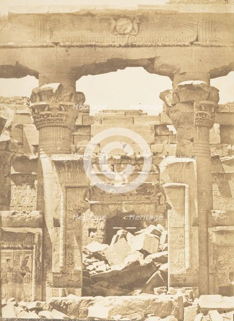 Temple de Kalabcheh - Entre colonnement médial du Pronaos, April 8, 1850. Creator: Maxime du Camp.