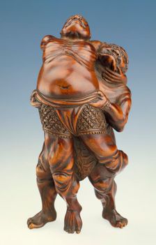 Temple Guardian and Demon Wrestling (image 2 of 2), Mid-19th century. Creator: Miwa School