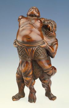 Temple Guardian and Demon Wrestling (image 2 of 2), Mid-19th century. Creator: Miwa School