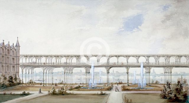 Temple Gardens, City of London, c1840.                                                   Artist: Anon