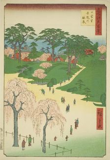Temple Gardens in Nippori (Nippori jiin no rinsen), from the series "One Hundred Famous... 1857. Creator: Ando Hiroshige