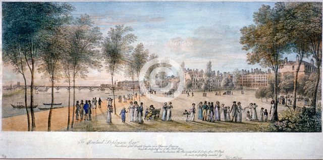 Temple Gardens, London, c1822.                             Artist: Anon