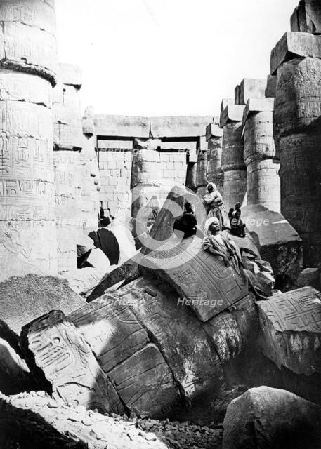 Temple interior, Karnak, Nubia, Egypt, 1887. Artist: Henri Bechard