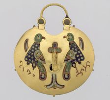 Temple Pendant with Two Birds Flanking a Tree of Life (front)..., Kievan Rus, ca. 1000-1200. Creator: Unknown
