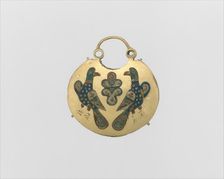 Temple Pendant with Two Birds Flanking a Tree of Life (front)..., Kievan Rus 11th-12th century. Creator: Unknown