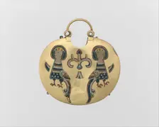 Temple Pendant with Two Sirens Flanking a Tree of Life (front)..., Kievan Rus 11th-12th century. Creator: Unknown