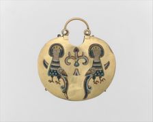 Temple Pendant with Two Sirens Flanking a Tree of Life (front)..., Kievan Rus 11th-12th century. Creator: Unknown