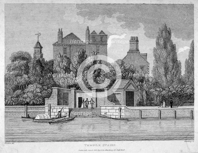 Temple Stairs, Middle Temple Lane, City of London, 1801.                             Artist: E Harding