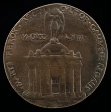 Temple Surmounted by Figure of Saint Michael [reverse], 1464. Creator: Francesco Laurana