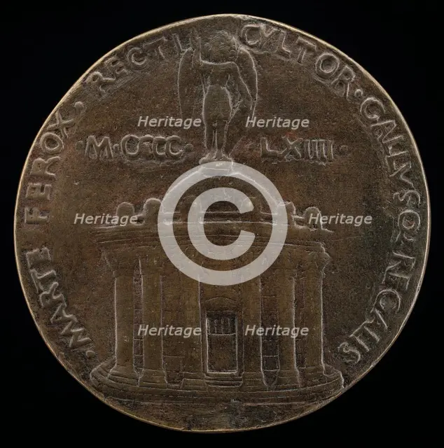 Temple Surmounted by Figure of Saint Michael [reverse], 1464. Creator: Francesco Laurana.
