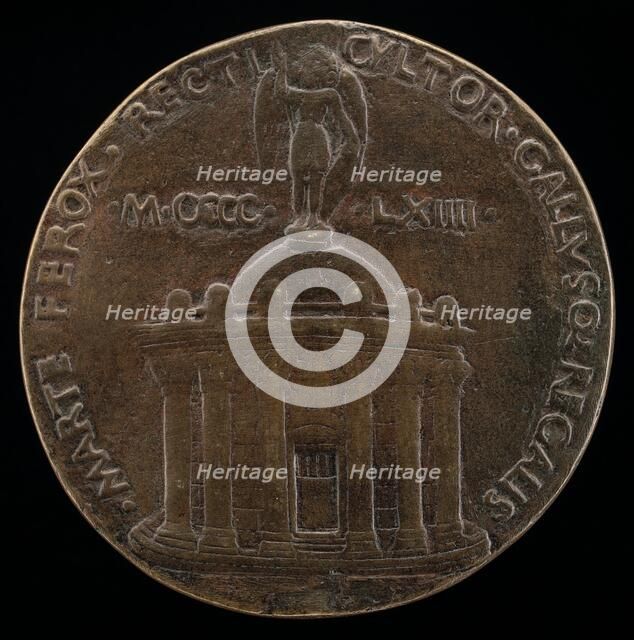 Temple Surmounted by Figure of Saint Michael [reverse], 1464. Creator: Francesco Laurana.