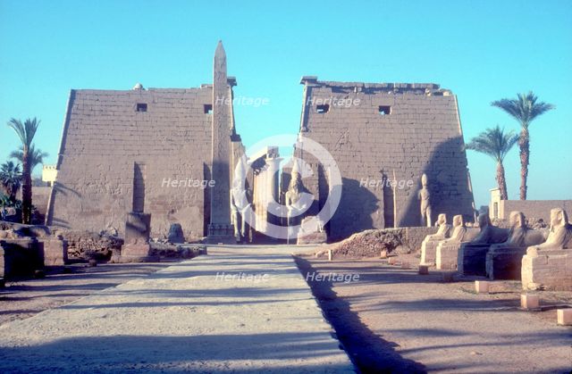 Temple sacred to Amun Mut & Khons (Khonsu), Luxor, Egypt. Artist: Unknown