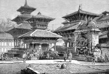 Temples facing the Royal Place, Katmandu, Nepal, 1895