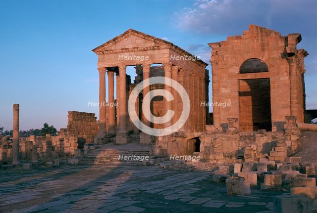 Temples in the forum of Sufetula, 2nd century. Artist: Unknown