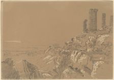 Temples of Juno, Lucina, and Concordia - Agrigentum, Sicily, 1842. Creator: Thomas Cole