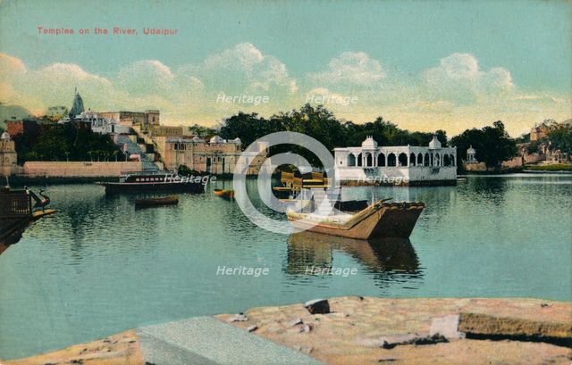 'Temples on the River, Udaipur', c1900. Artist: Unknown.