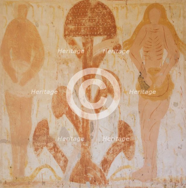 Temptation and Original Sin: Adam, Eve and the serpent, 12th century.