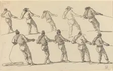 Ten Men Pulling on Ropes. Creator: Claude-Joseph Vernet