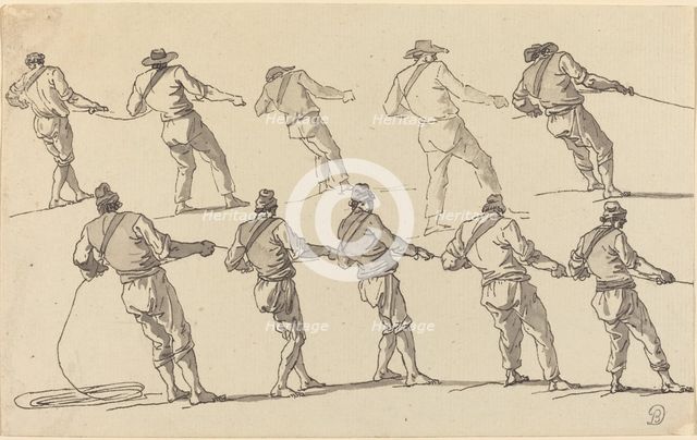 Ten Men Pulling on Ropes. Creator: Claude-Joseph Vernet.