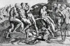 Ten Nude Men in a Landscape, 16th century. Creator: Domenico del Barbiere