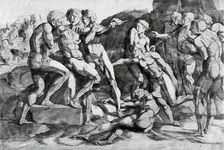 Ten Nude Men in a Landscape, 16th century. Creator: Domenico del Barbiere