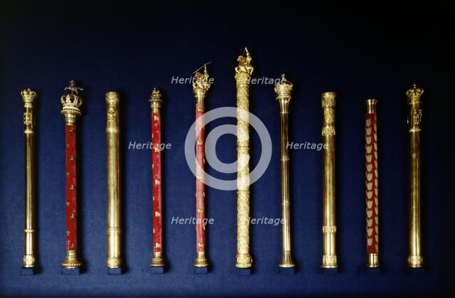 Ten of the Duke of Wellington's batons, Apsley House, London, c1980-c2017. Artist: Historic England Staff Photographer.