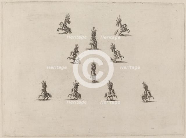 Ten Cavaliers with Large Plumed Helmets, 1652. Creator: Stefano della Bella.