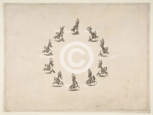 Ten Cavaliers Forming a Circle, 1652. Creator: Stefano della Bella.