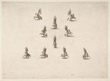 Ten Cavaliers Including Five Forming a V, 1652. Creator: Stefano della Bella