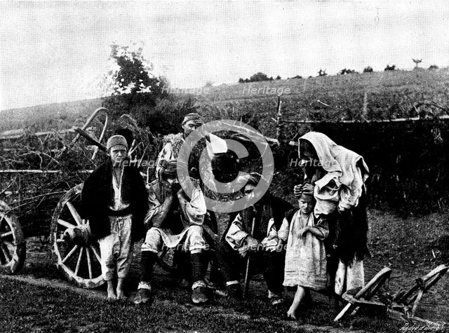 Ten Days in Bosnia - Bosnian peasants and wagon, 1895. Creator: Andre & Sleigh.