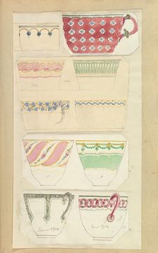 Ten Designs for Decorated Cups, 1845-55. Creator: Alfred Crowquill