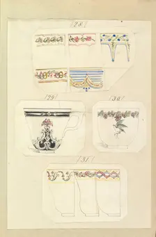Ten Designs for Decorated Cups, including Osborne Pattern, 1845-55. Creator: Alfred Crowquill