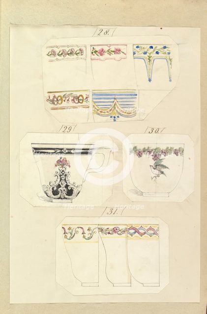 Ten Designs for Decorated Cups, including Osborne Pattern, 1845-55. Creator: Alfred Crowquill.