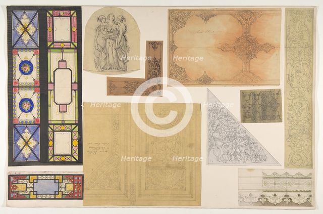 Ten designs for the decoration of the Opéra Comique, Paris, second half 19th century. Creators: Jules-Edmond-Charles Lachaise, Eugène-Pierre Gourdet.