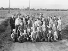 Ten families established by the FSA on the Mineral King Cooperative Farm, Tulare County, CA, 1938. Creator: Dorothea Lange