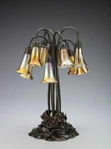 Ten-light pond lily lamp, after 1902. Creator: Tiffany Glass