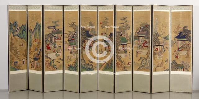 Ten-panel Folding Screen with Scenes of Filial Piety, 18th-19th century. Creator: Unknown.