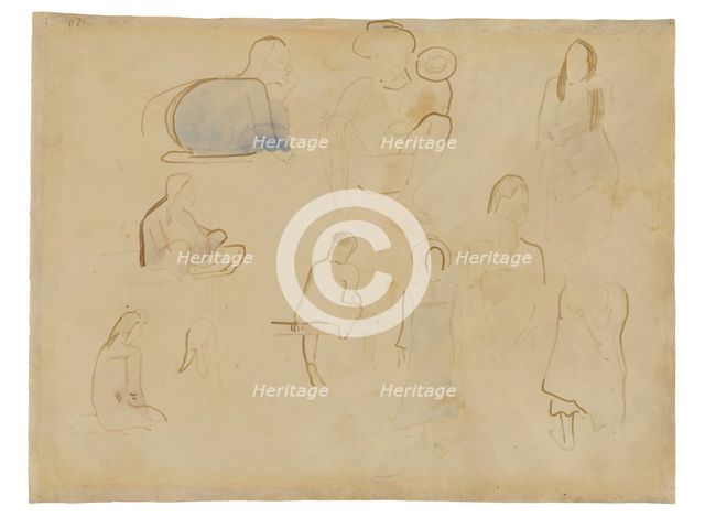 Ten Studies of Tahitian Figures, 1891/93. Creator: Paul Gauguin.