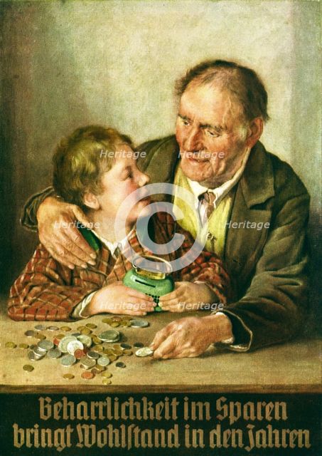 Tenacity in saving brings prosperity in the years. Sparkasse Advertising. Artist: Anonymous 