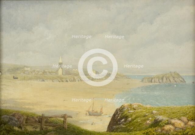 'Tenby, the beach', 1870-1927. Artist: Isambard Owen