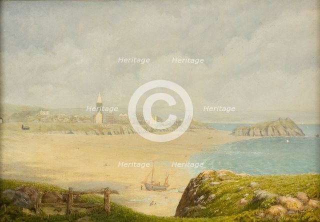 'Tenby, the beach', 1870-1927. Creator: Isambard Owen.