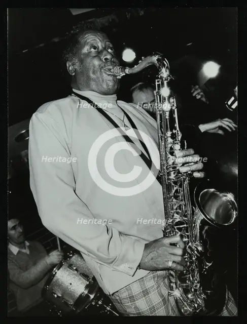Tenor saxophonist Eddie 'Lockjaw' Davis playing at The Bell, Codicote, Hertfordshire, 12 April 1982. Creator: Denis Williams.